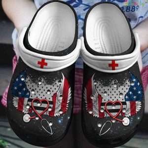 American Nurse Wings USA Flag Crocs