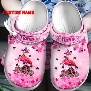 Custom Name Pink Flamingo Pumpkin Crocs Halloween