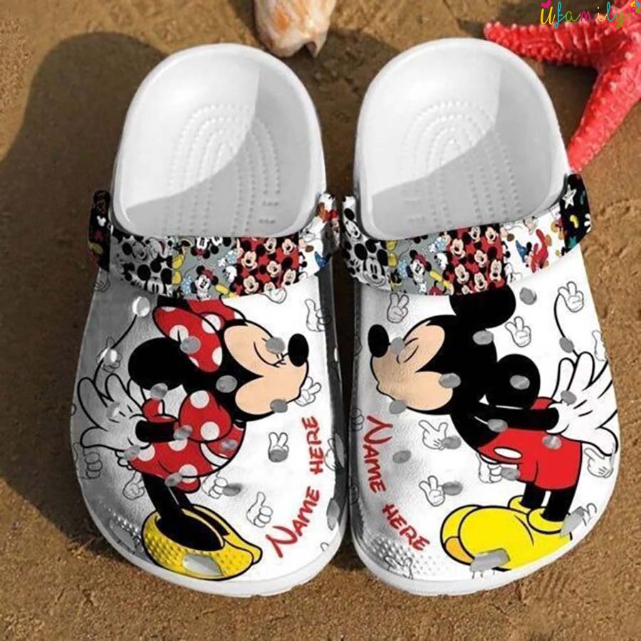 Personalized Mickey Minnie Kiss Crocs