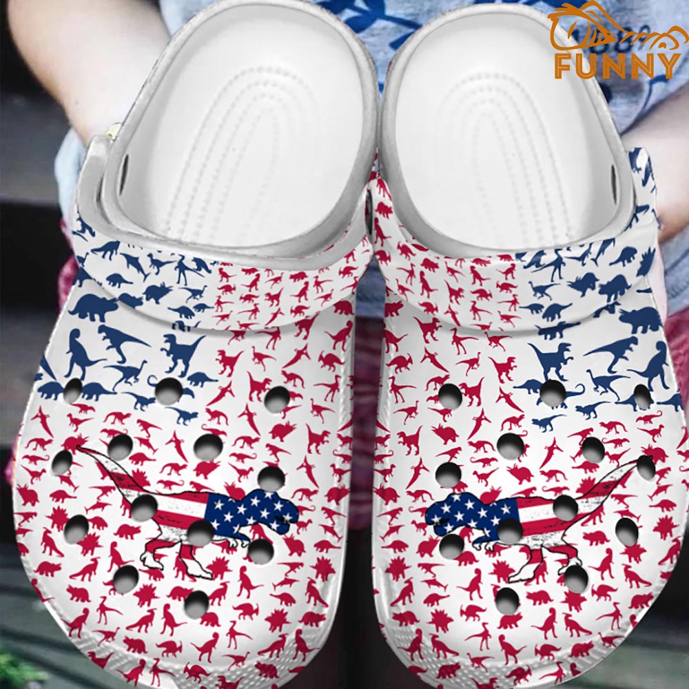 American Flag Dino Crocs - Step into style with Funny Crocs