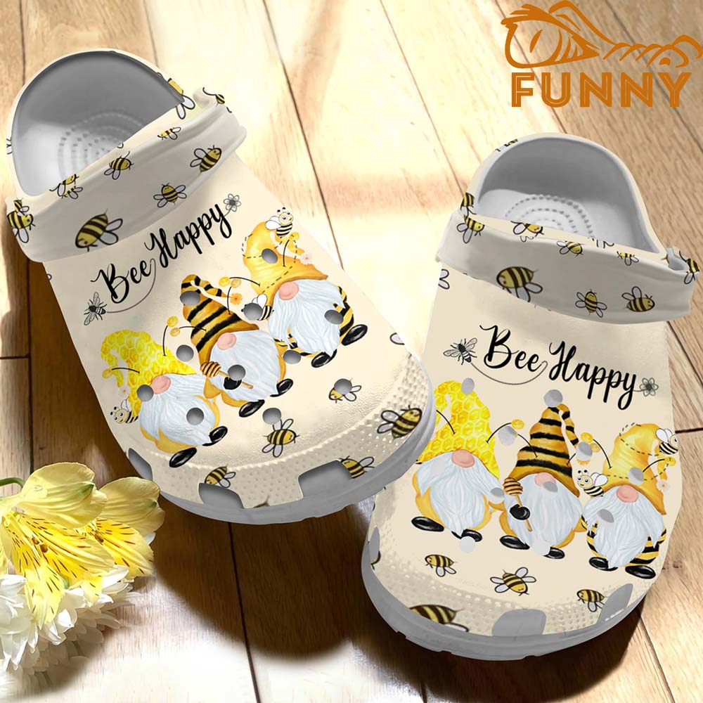 Bee Happy Gnomes Crocs - Step into style with Funny Crocs