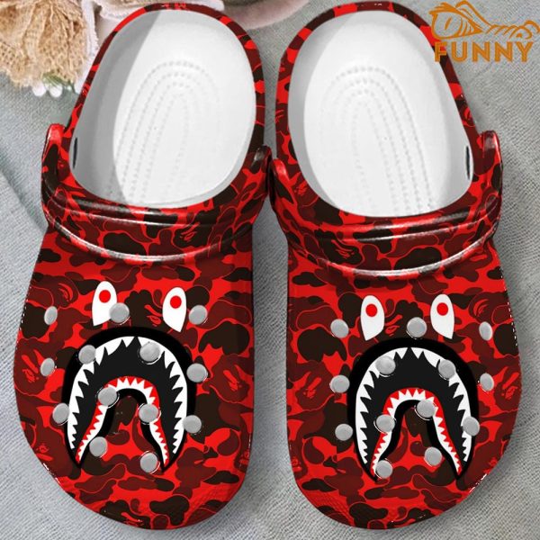 Camo Red Shark Crocs