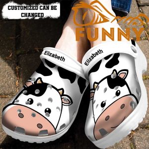 Cow Face Print Custom Crocs With Name