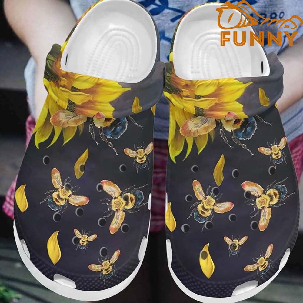 Crocs With Bees and Flower