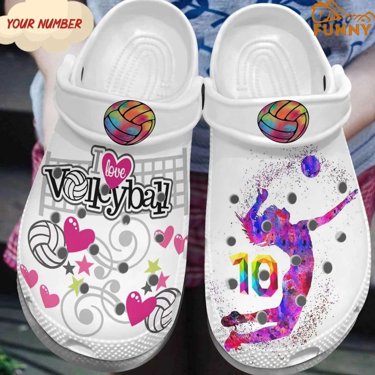 Get Sporty in Custom Number Volleyball Crocs - Order Now!