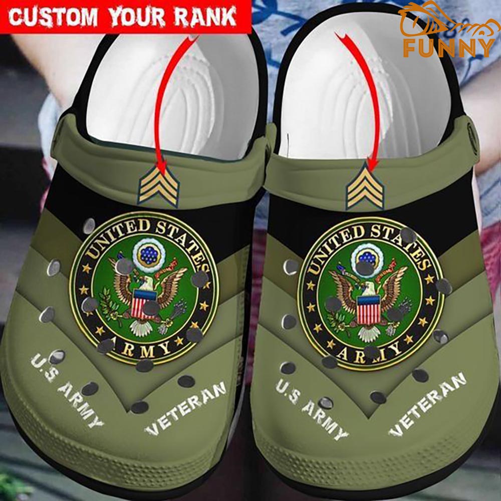 Custom Rank United States Army Green Crocs