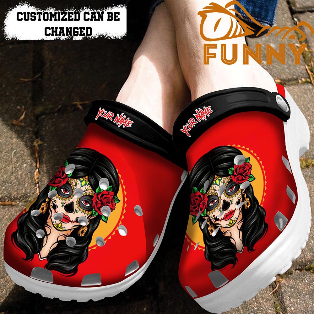 Custom Skull Girl Red Crocs