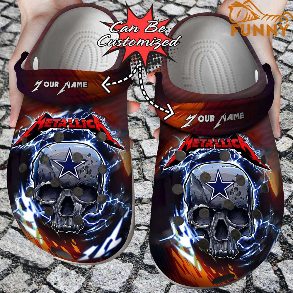 Customized Dallas Cowboys Metallica Crocs Skull Lightning