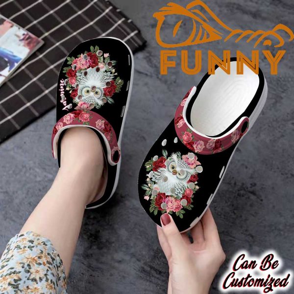Customized Owl Red Floral Crocs Classic Clog