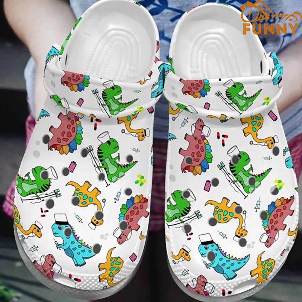 Cute Dinosaur Nurse Pattern Crocs