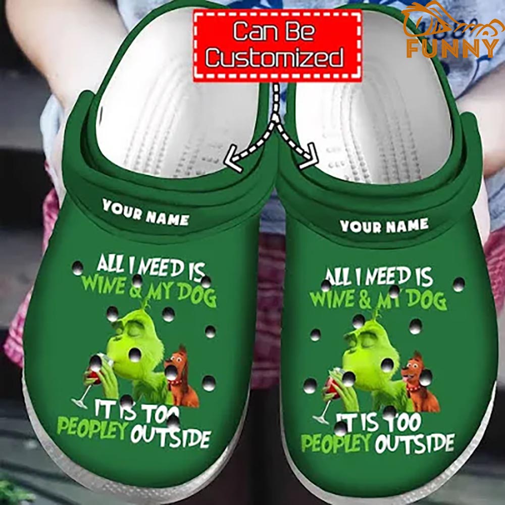 Drinking Green Grinch Christmas Crocs