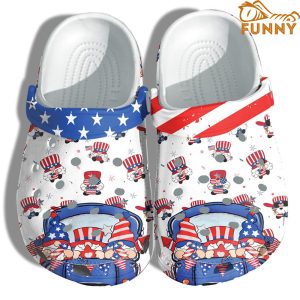 Gnomes Celebrate Independence Day Flag Crocs