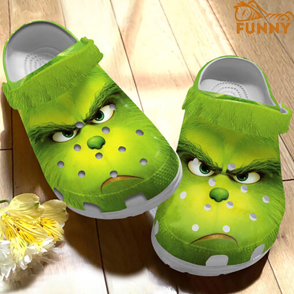 Green Grinch Face Christmas Crocs - Step into style with Funny Crocs