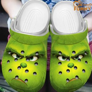 Green Grinch Face Christmas Crocs
