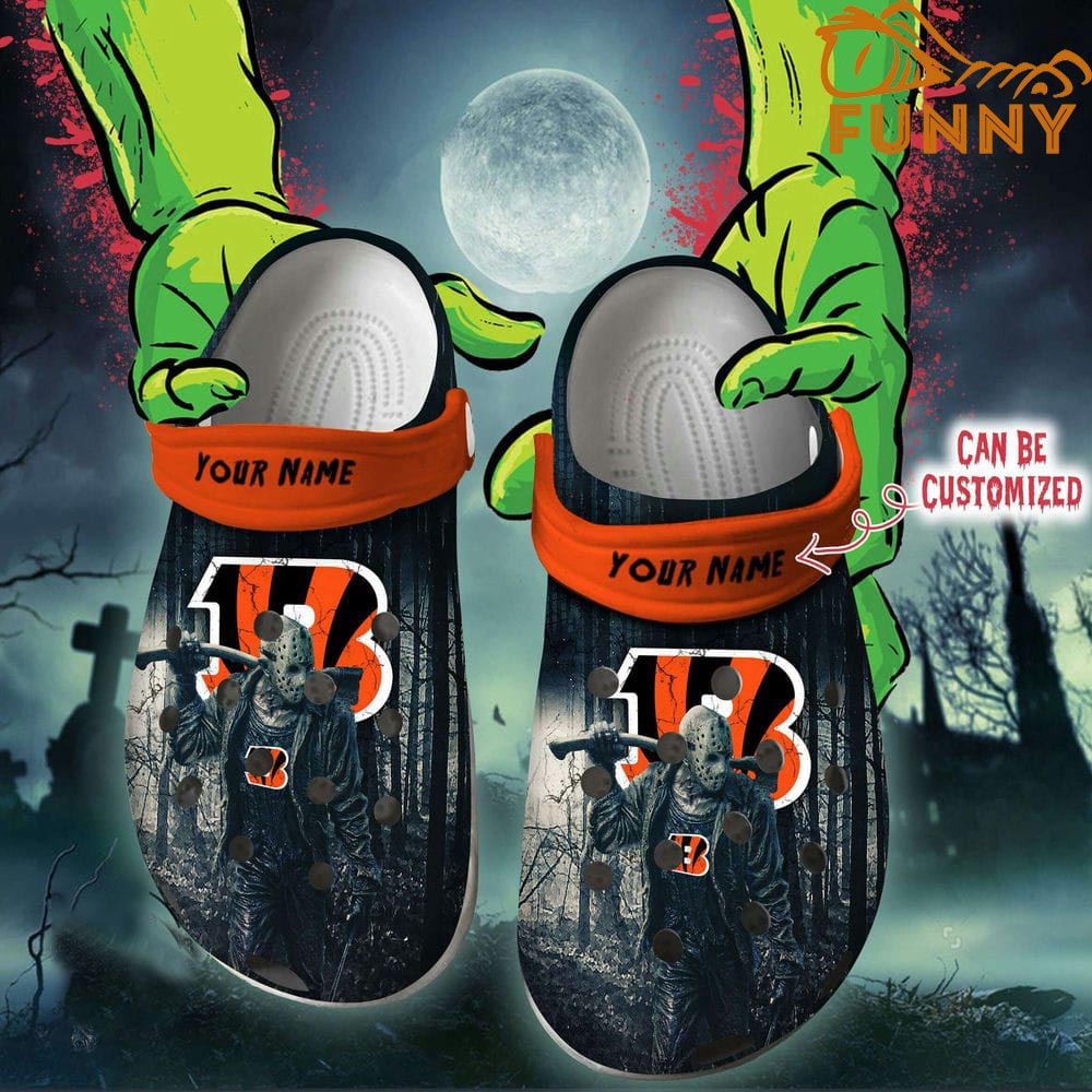 Personalized Cincinnati Bengals Croc Halloween, Friday The 13th