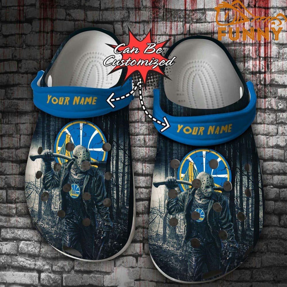 Personalized Golden State Warriors Crocs Halloween, Jason Voorhees Clog Shoes