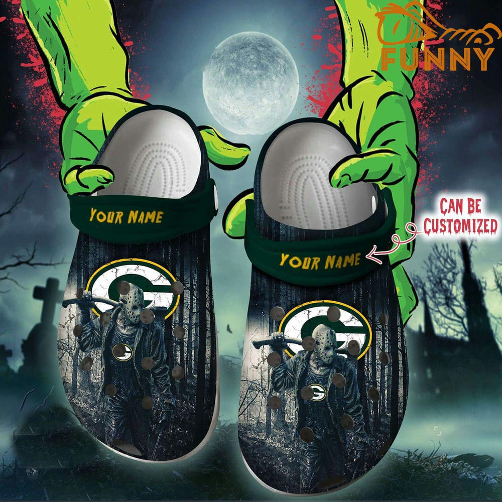 Personalized Green Bay Packers Crocs Halloween, Friday The 13th Clog Shoes
