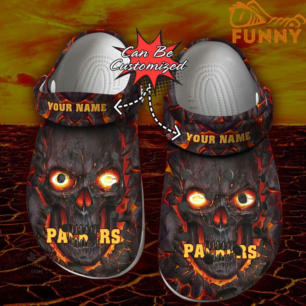 Personalized Green Bay Packers Skull Lava Crocs for Halloween