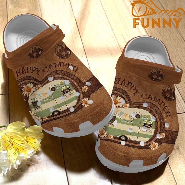 Happy Camper Brown Crocs, Best Camping Gifts
