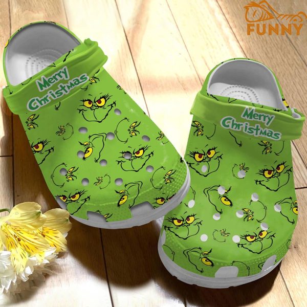 Merry Christmas Green Grinch Crocs