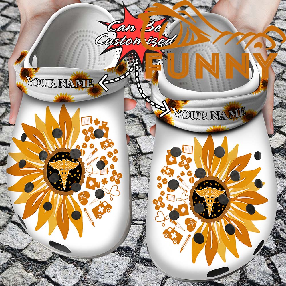 Nurse Symbol Sunflower Crocs