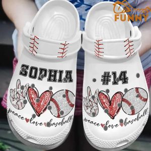 Personalized Baseball Peace Love Crocs Clog Shoes