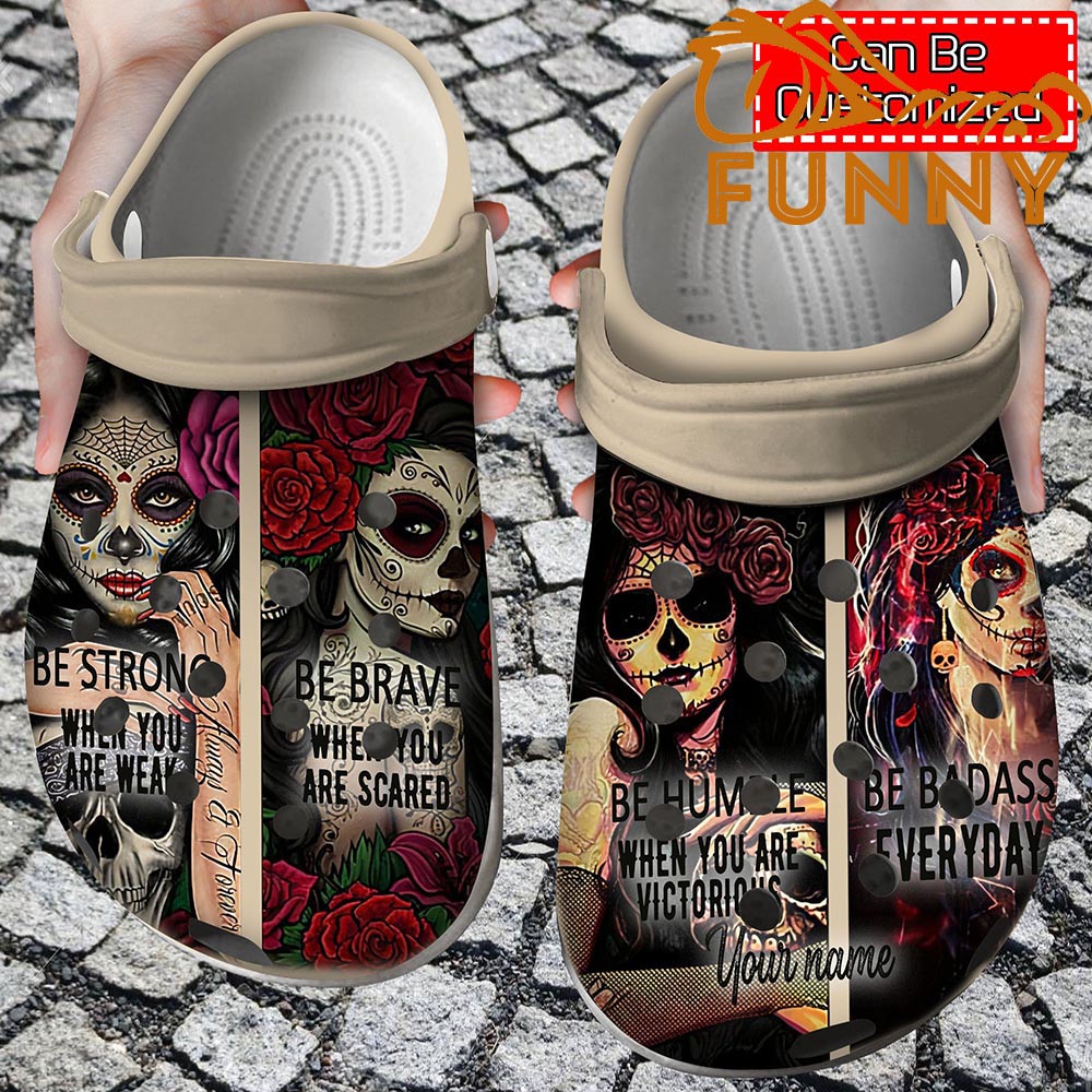 Personalized Be Strong Skull Crocs Shoes