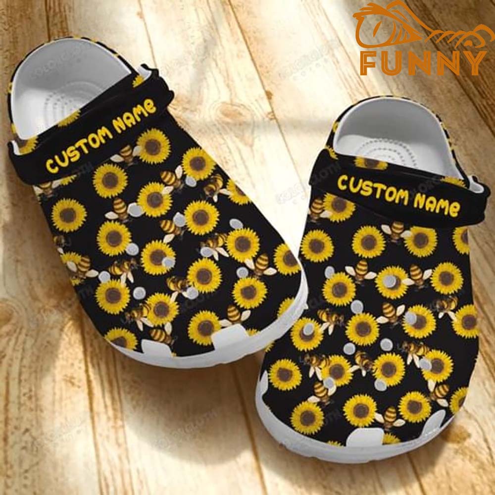 Personalized Bee Pattern Sunflower Crocs