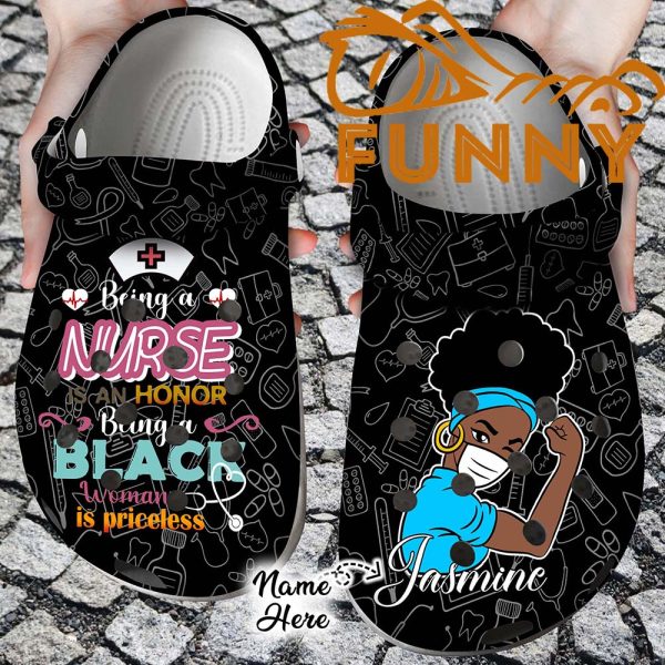 Custom Black Woman Nurse Crocs Classic Clog - Discover Comfort And ...