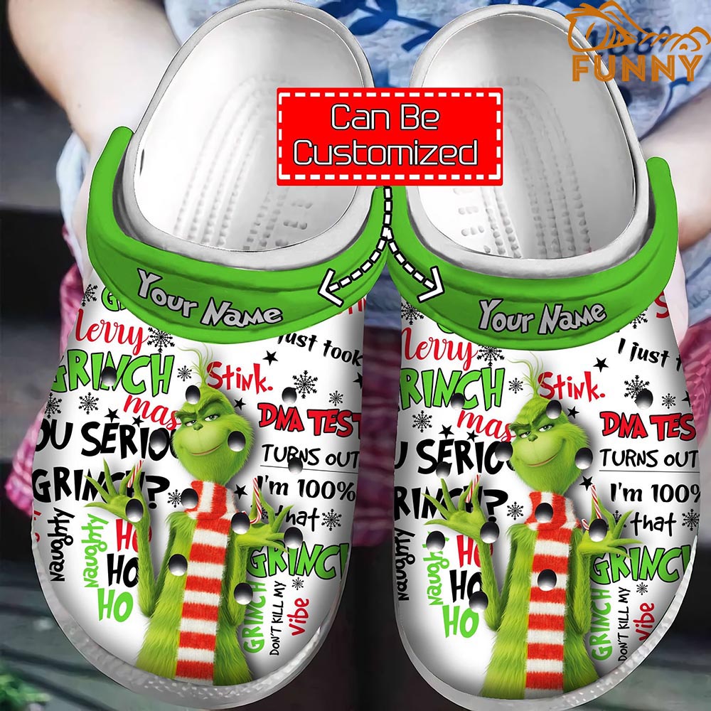 Personalized Green Grinch Christmas Crocs