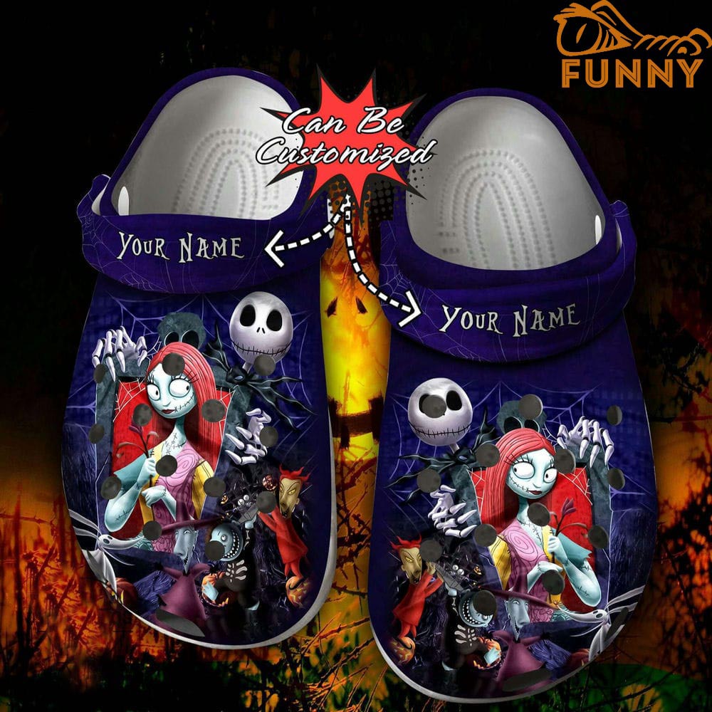 Personalized Jack And Sally in Love Halloween Crocs