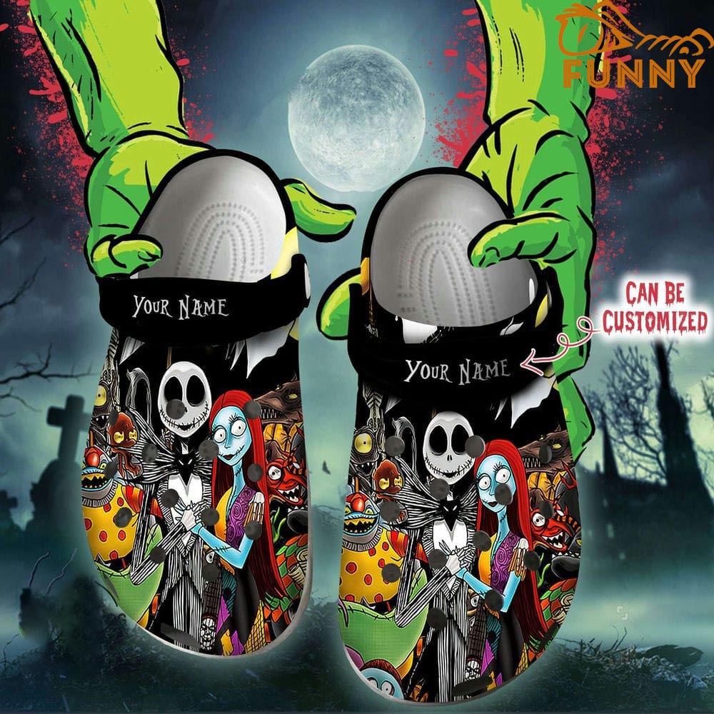 Personalized Jack And Sally Crocs Halloween, Nightmare Before Christmas