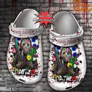 Personalized Jason Voorhees Crocs Halloween, Tie Dye Floral Clogs Shoes