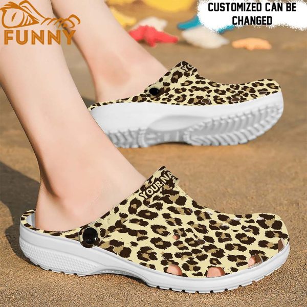 Personalized Leopard Fur Crocs Clog Shoes