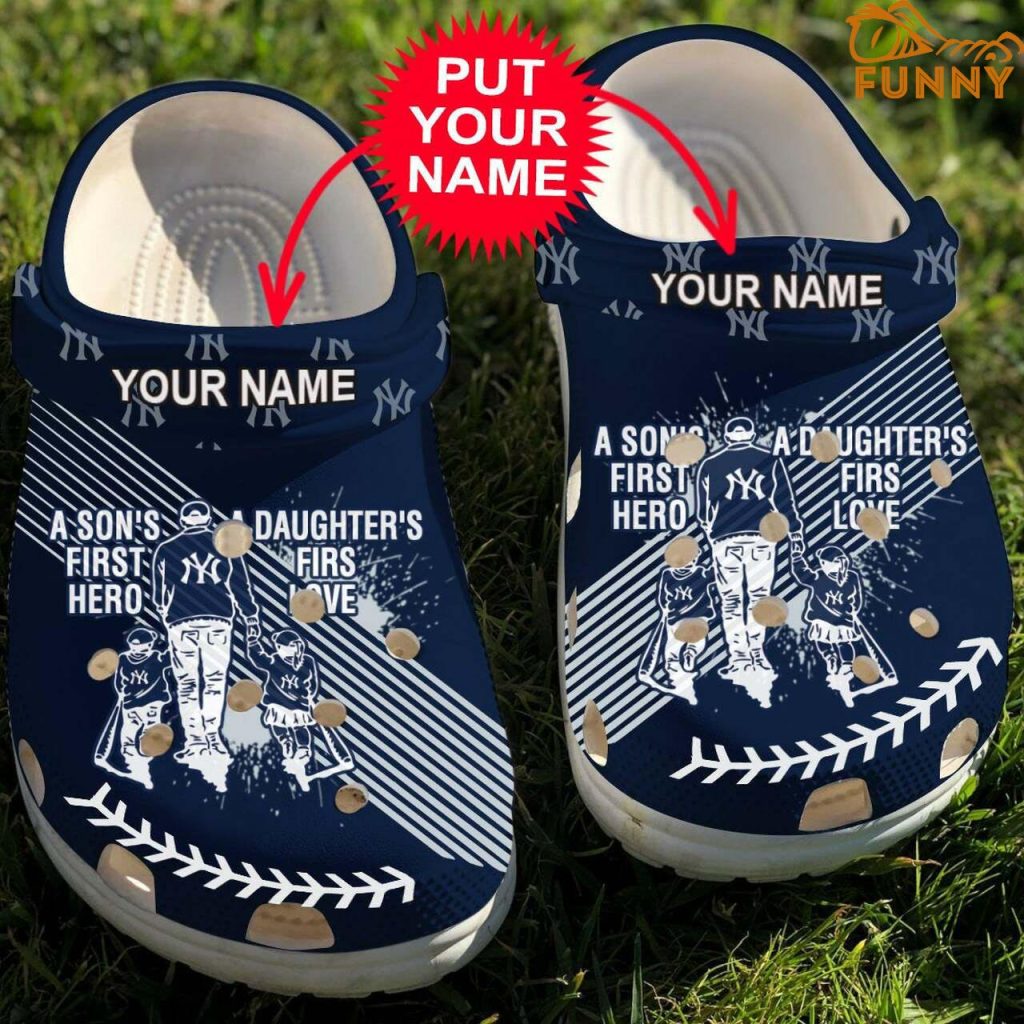 Personalized MLB NY Yankees Crocs Dad And Son Daughter