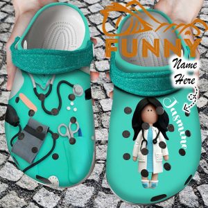Personalized Nurse Girl Mint Crocs 1