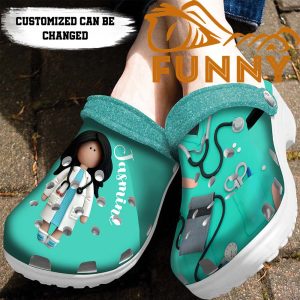 Personalized Nurse Girl Mint Crocs 2