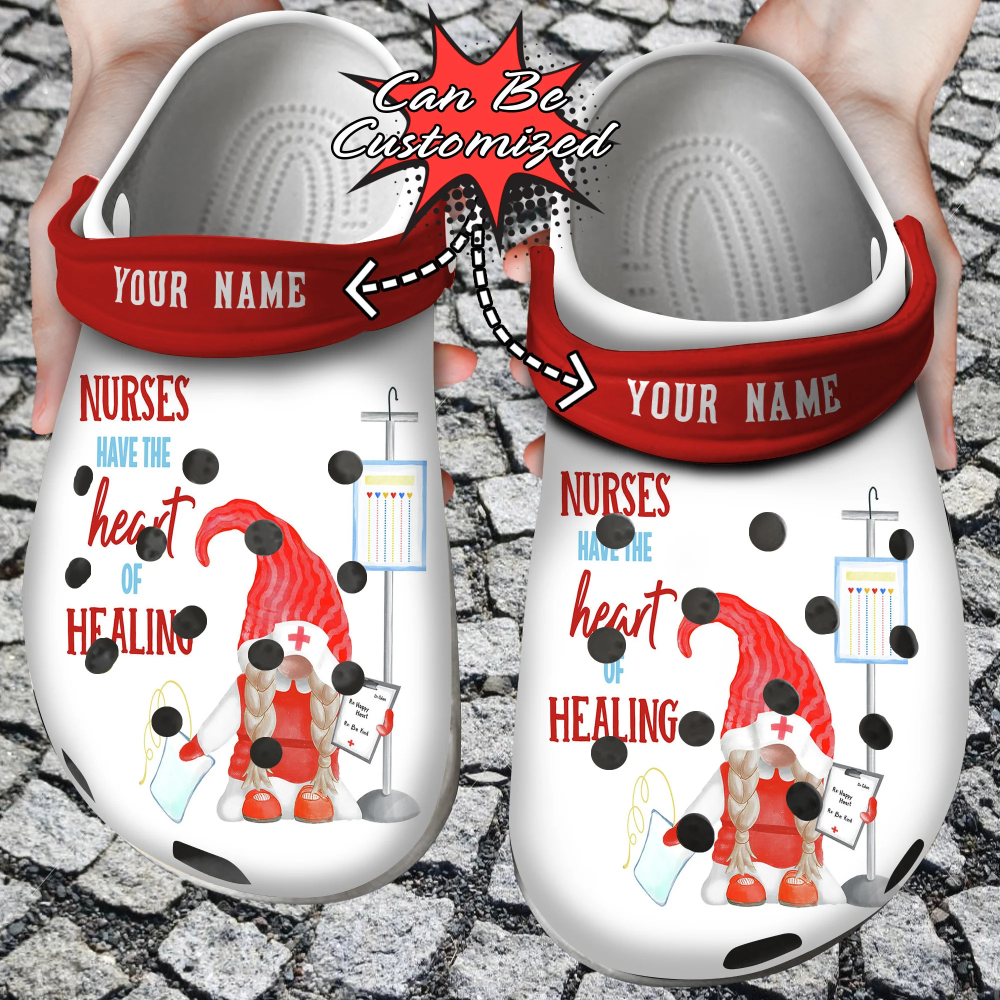 Personalized Nurse Gnome Healing Crocs - Step into style with Funny Crocs