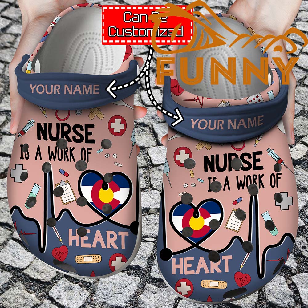 Personalized Nurse Is A Work Of Heart Crocs Classic Clog