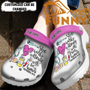 Personalized Nurse Works Willingly Crocs 2