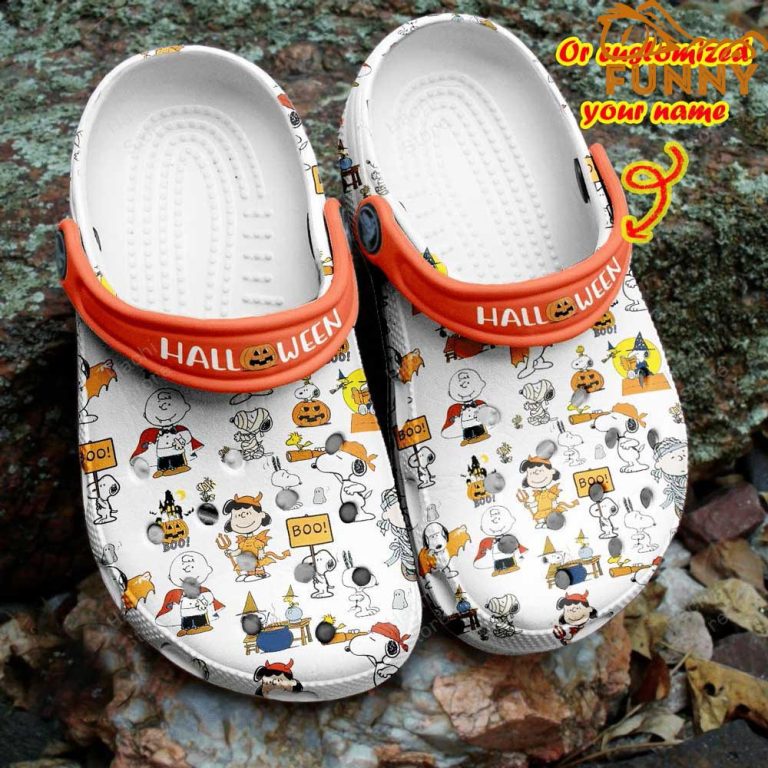 Personalized Peanut Snoopy Crocs - Spook-tacular Style!