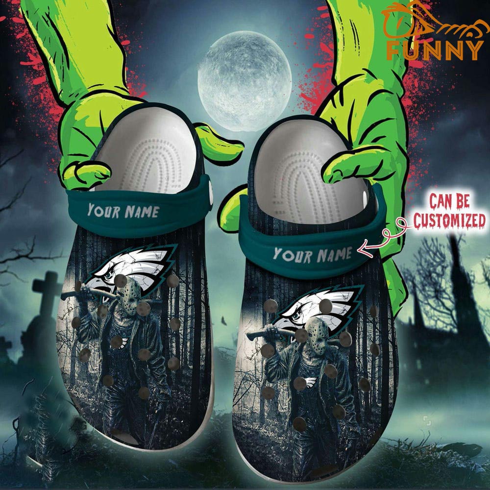 Personalized Philadelphia Eagles Crocs, Friday The 13th Gifts For Halloween