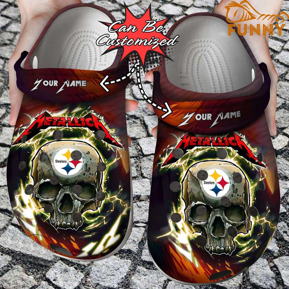 Personalized Pittsburgh Steelers Metallica Crocs Skull Lightning