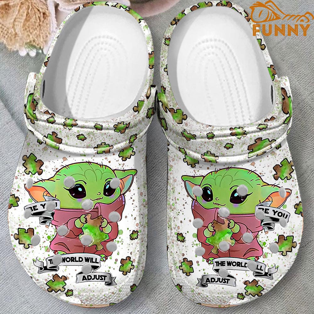 Puzzle Pieces Baby Yoda Autism Crocs - Step into style with Funny Crocs