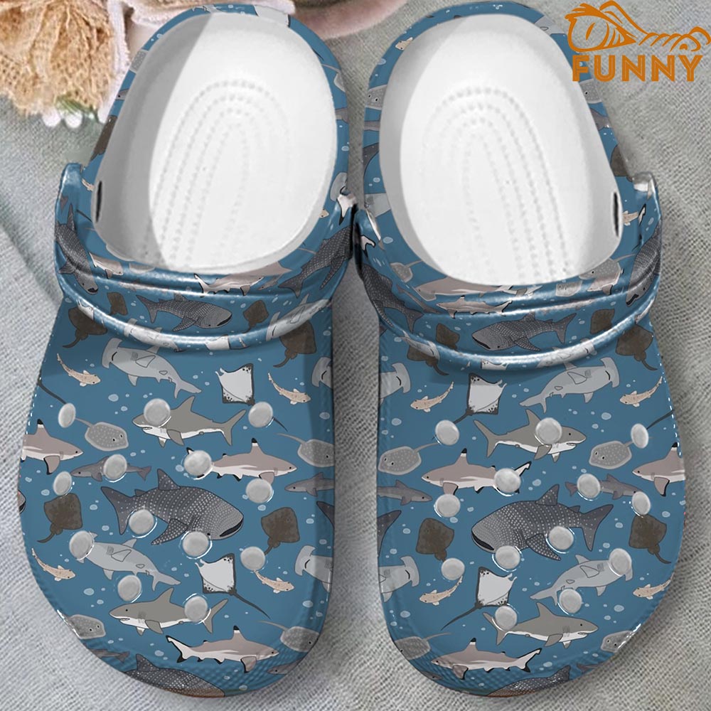 Shark Pattern Fishing Crocs - Step into style with Funny Crocs