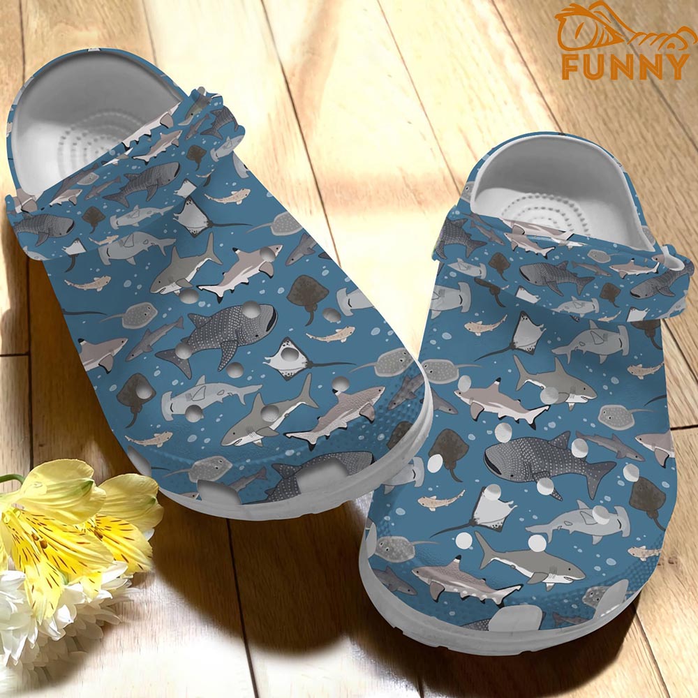 Shark Pattern Fishing Crocs - Discover Comfort And Style Clog