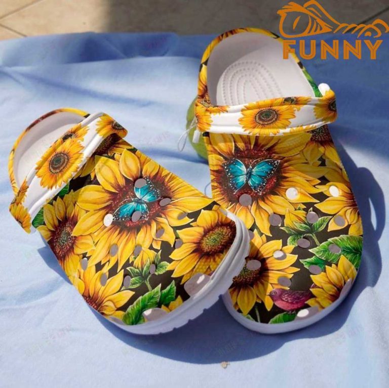 Sunflower Butterfly Crocs - Discover Comfort And Style Clog Shoes With ...