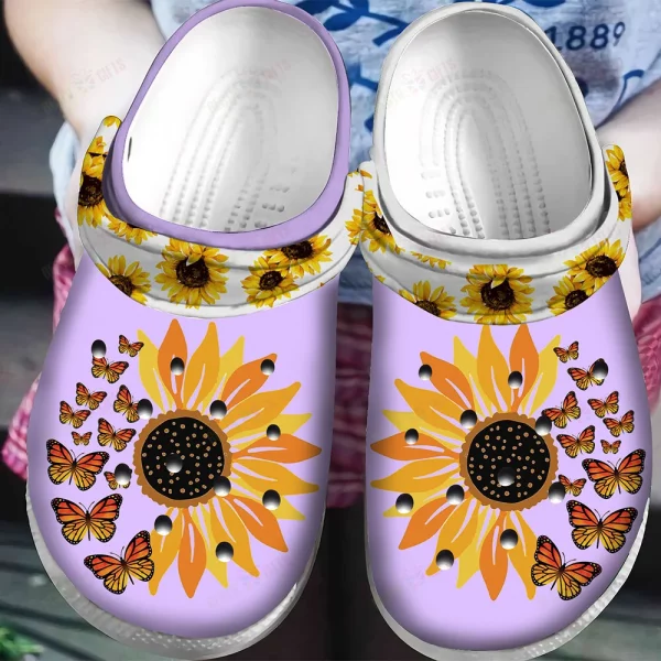 Sunflower Light Purple Crocs Classic Clogs Shoes