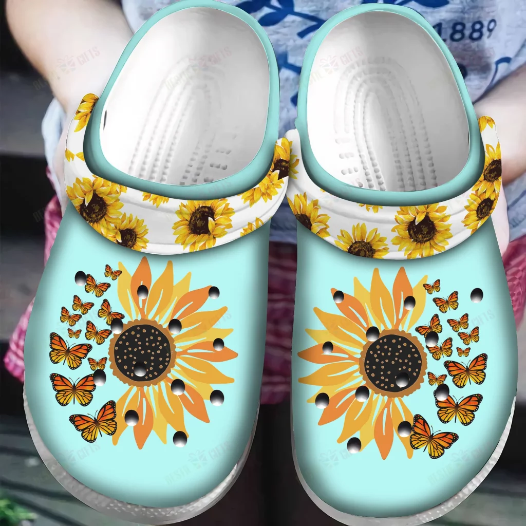 Sunflower Mint Crocs Classic Clogs Shoes