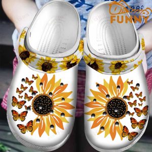 Sunflower White Crocs Classic Clogs Shoes
